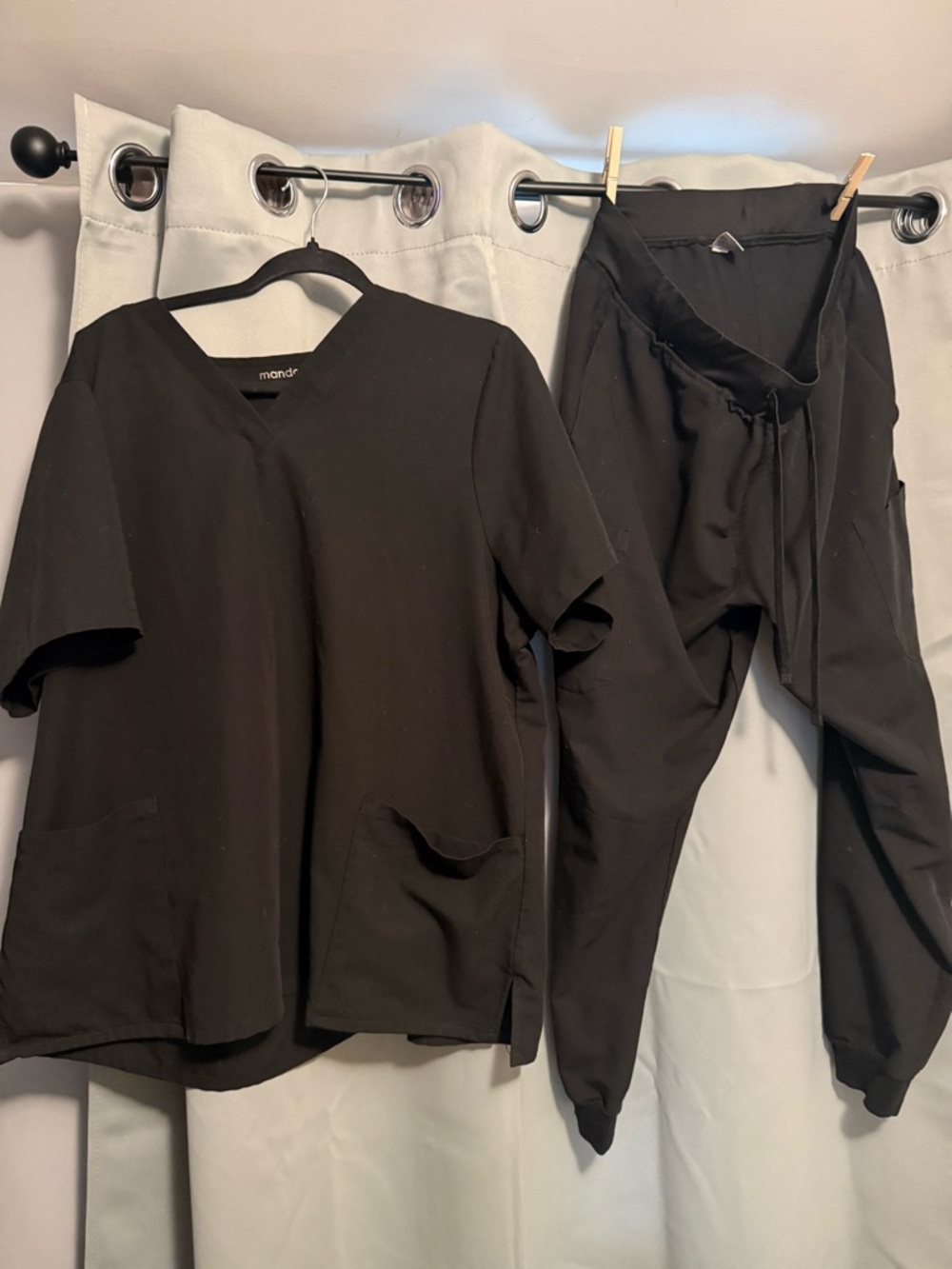 Mandala Women's Black Scrub Top and Jogger Set